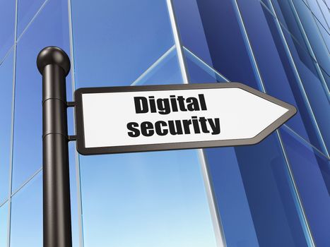 Safety concept: Digital Security on Building background, 3d render