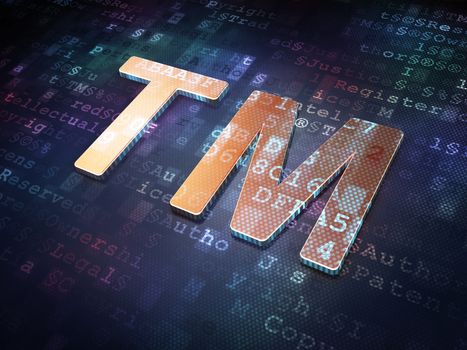 Law concept: Golden Trademark on digital background, 3d render