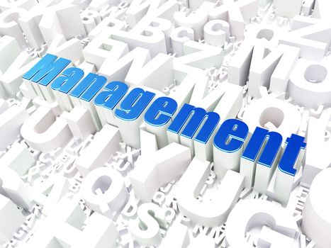 Business concept: Management on alphabet  background, 3d render