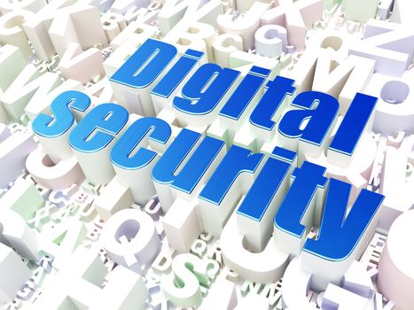 Protection concept: Digital Security on alphabet  background, 3d render