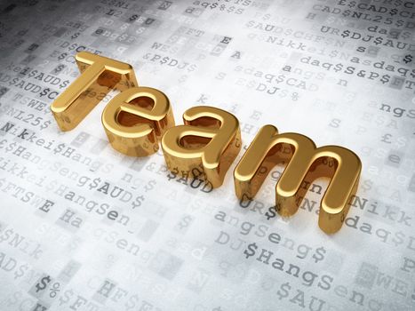 Business concept: Golden Team on digital background, 3d render