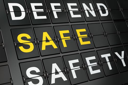 Privacy concept: Safe on airport board background, 3d render