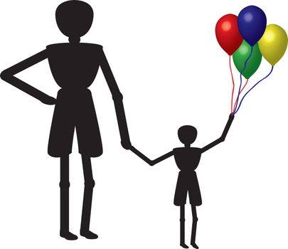 father and sun with balloons