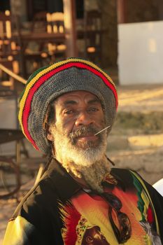 Local man resting at Boca Chica beach, Dominican Republic