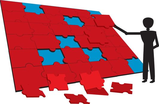 solving the red and blue
 puzzle