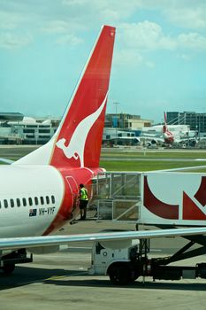 Airport, Qantas airline 767 in Australia
