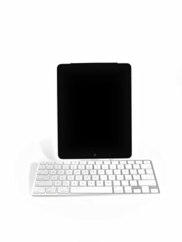 Apple Ipad Computer tablet with a keyboard, isolated on white background
