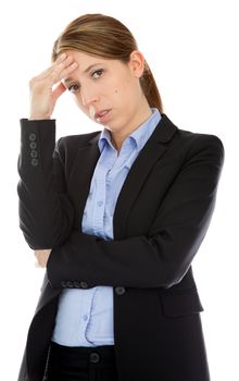 Attractive caucasion business woman in her 30s shot in studio isolated on a white background