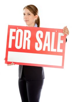 Attractive caucasion business woman in her 30s shot in studio isolated on a white background