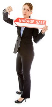 Attractive caucasion business woman in her 30s shot in studio isolated on a white background