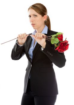 Attractive caucasion business woman in her 30s shot in studio isolated on a white background