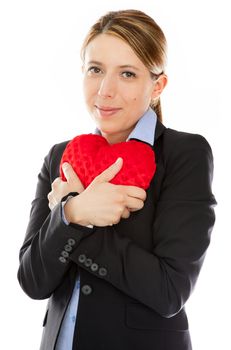 Attractive caucasion business woman in her 30s shot in studio isolated on a white background