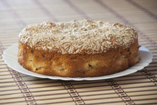 Apricot pie on plate. High resolution