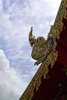 Oranate asian style dragon within a temple