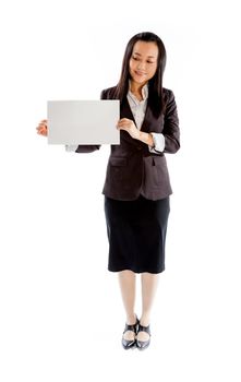 Attractive asian girl in her 30s shot in studio isolated on a white background