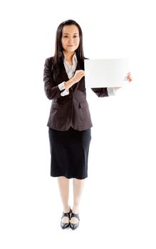 Attractive asian girl in her 30s shot in studio isolated on a white background