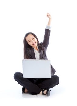 Attractive asian girl in her 30s shot in studio isolated on a white background