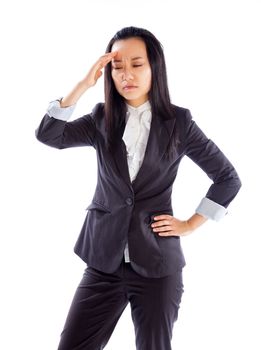 Attractive asian girl in her 30s shot in studio isolated on a white background