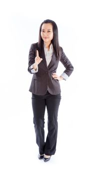 Attractive asian girl in her 30s shot in studio isolated on a white background