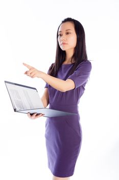 Attractive asian girl in her 30s shot in studio isolated on a white background