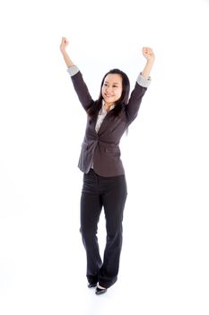 Attractive asian girl in her 30s shot in studio isolated on a white background