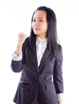 Attractive asian girl in her 30s shot in studio isolated on a white background