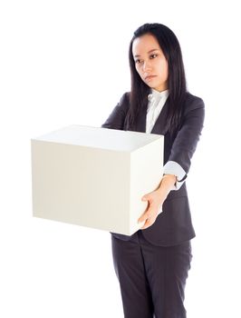 Attractive asian girl in her 30s shot in studio isolated on a white background