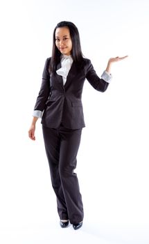 Attractive asian girl in her 30s shot in studio isolated on a white background