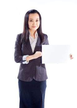 Attractive asian girl in her 30s shot in studio isolated on a white background