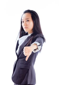 Attractive asian girl in her 30s shot in studio isolated on a white background