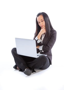 Attractive asian girl in her 30s shot in studio isolated on a white background