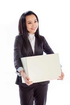 Attractive asian girl in her 30s shot in studio isolated on a white background