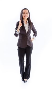 Attractive asian girl in her 30s shot in studio isolated on a white background