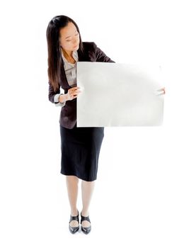 Attractive asian girl in her 30s shot in studio isolated on a white background