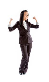 Attractive asian girl in her 30s shot in studio isolated on a white background