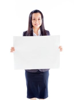 Attractive asian girl in her 30s shot in studio isolated on a white background