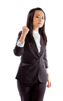 Attractive asian girl in her 30s shot in studio isolated on a white background