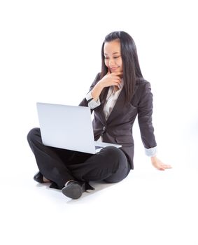 Attractive asian girl in her 30s shot in studio isolated on a white background