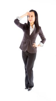 Attractive asian girl in her 30s shot in studio isolated on a white background