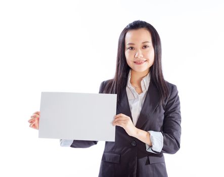 Attractive asian girl in her 30s shot in studio isolated on a white background