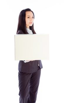 Attractive asian girl in her 30s shot in studio isolated on a white background