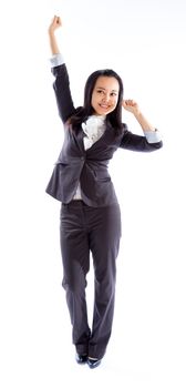 Attractive asian girl in her 30s shot in studio isolated on a white background