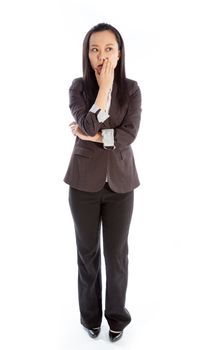 Attractive asian girl in her 30s shot in studio isolated on a white background