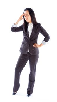 Attractive asian girl in her 30s shot in studio isolated on a white background