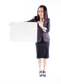 Attractive asian girl in her 30s shot in studio isolated on a white background