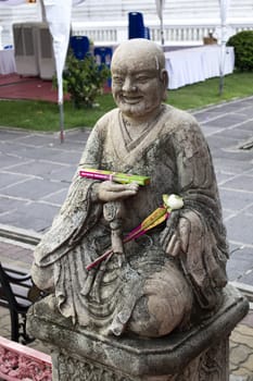 Ornate statue of a Thai buddha in the temple grounds