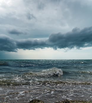 stormy sky over dark sea