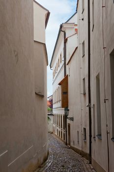 Prague, ancient narrow streets in a historical part of the city