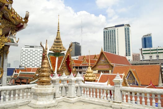 Thai city scene viewed from a temple