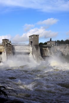 
Spillway on hydroelectric power station dam in Imatra - Imatra, Finland.
